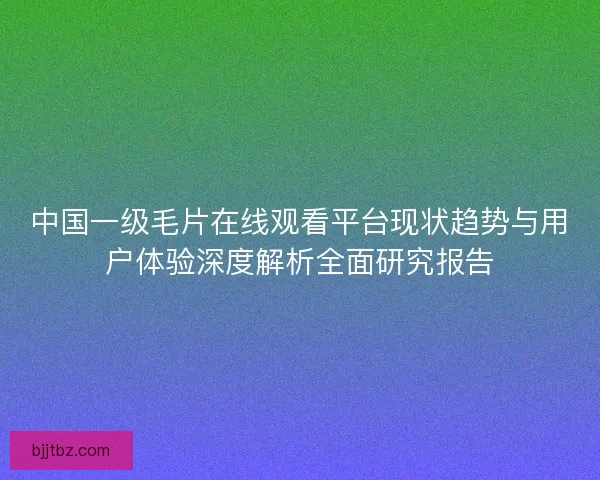 中国一级毛片在线观看平台现状趋势与用户体验深度解析全面研究报告