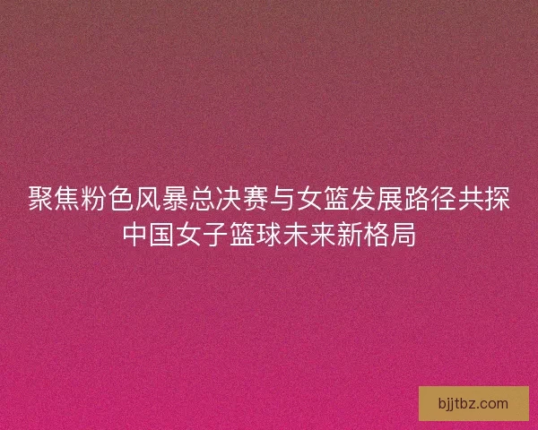 聚焦粉色风暴总决赛与女篮发展路径共探中国女子篮球未来新格局